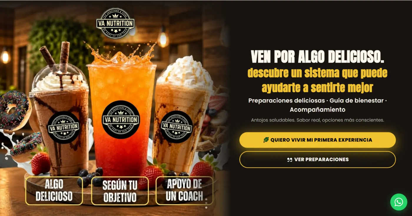 Miniweb desarrollada para VA Nutrition
